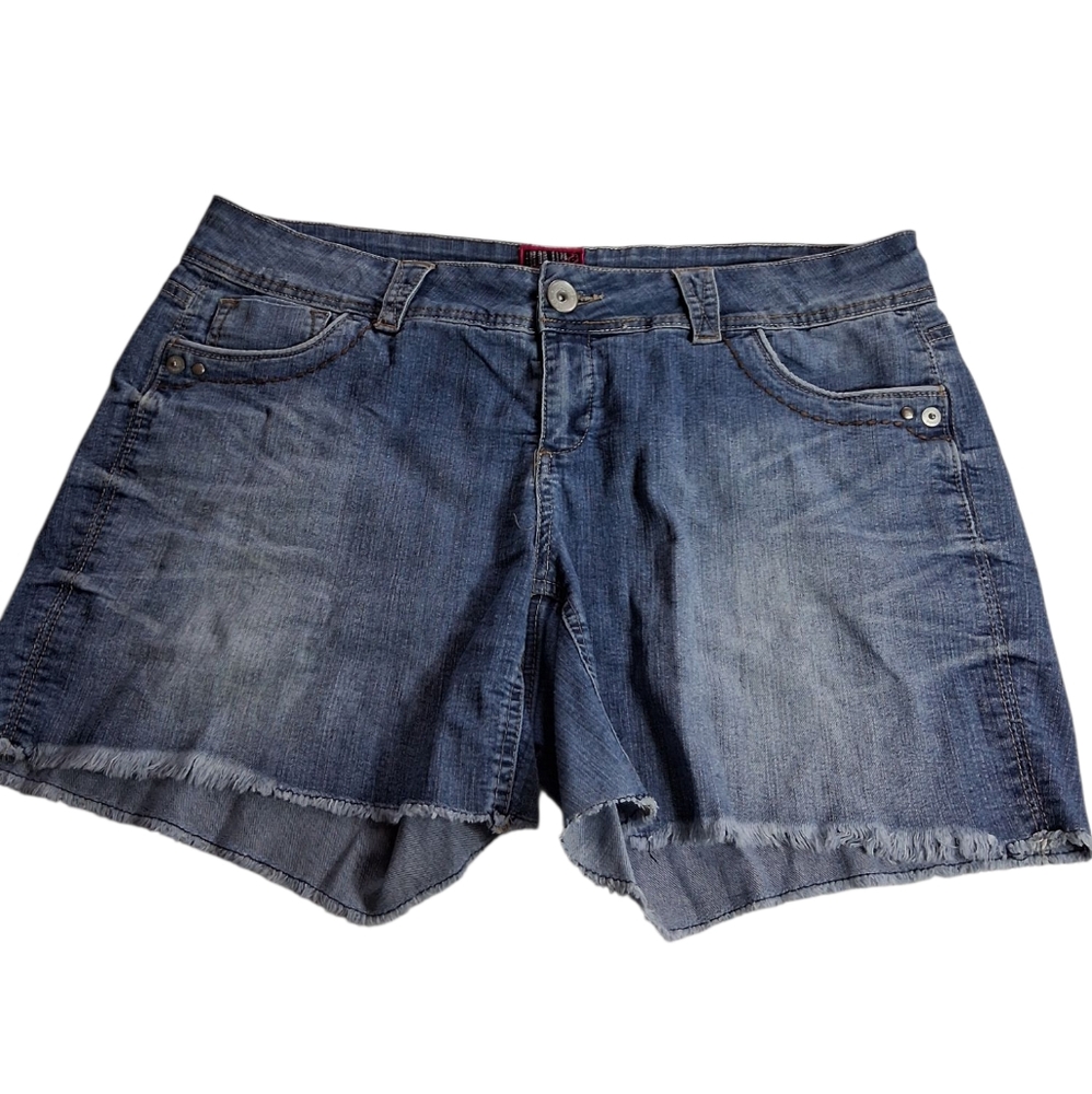 Torrid Blue Jean Shorts with Rolled Hems and Faded Wash Size 14
